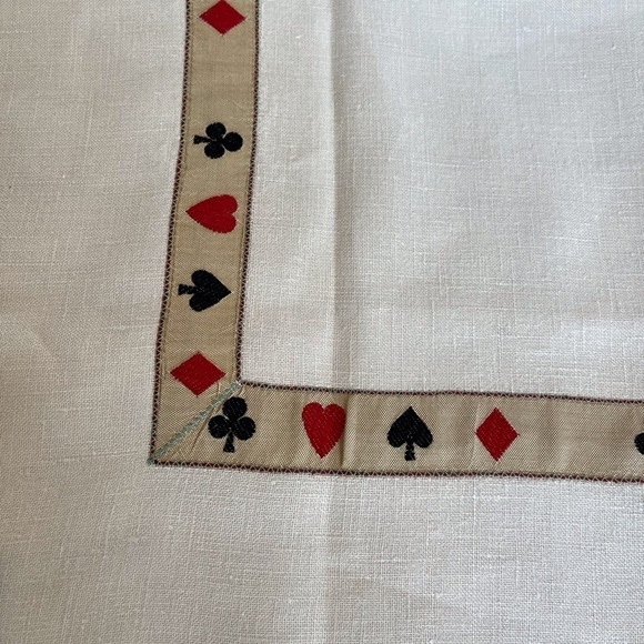 Vintage Card Themed Linen Tablecloth for a Card-Table - Picture 4 of 15
